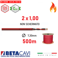 Cavo FIRE PH120 EN50200 2x1,00 500mt NON SCHERMATO      Cca